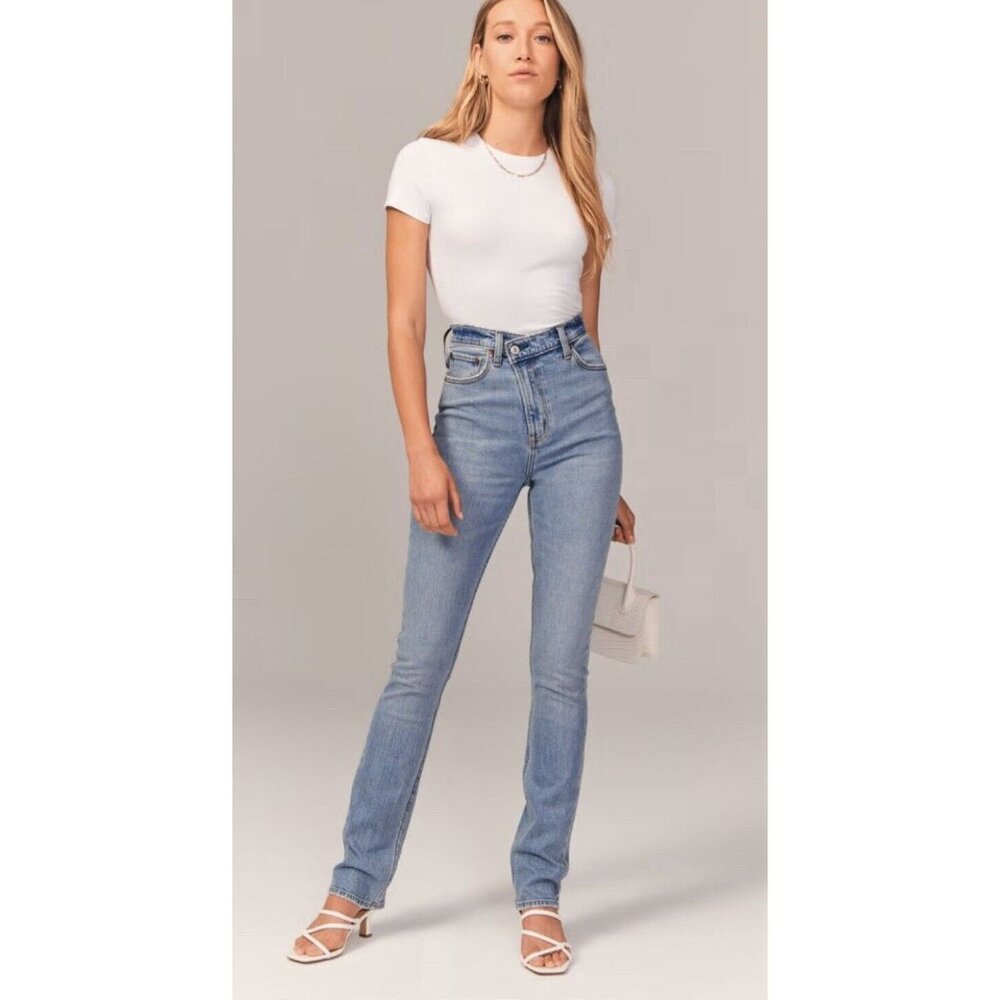 abercrombie and fitch the 90s slim straight ultra high rise Size 24 EUC